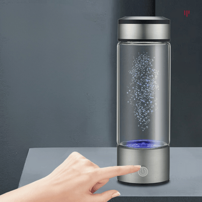 Hydrogen Water Bottle with one-touch button and blue LED light for easy daily water use